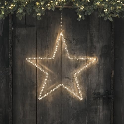 Lights4fun Christmas Light Up Acrylic Star Window Light Hanging Decoration Warm White LED Battery Operated Indoor and Outdoor Use 60cm
