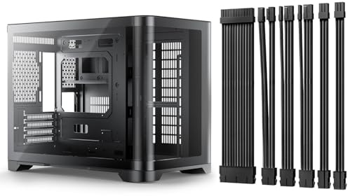 AsiaHorse Micro ATX PC Case Dual Chamber 180° Full View Tempered Glass MATX Gaming PC Case with AsiaHorse 16AWG Pro Power Supply Sleeved Cable