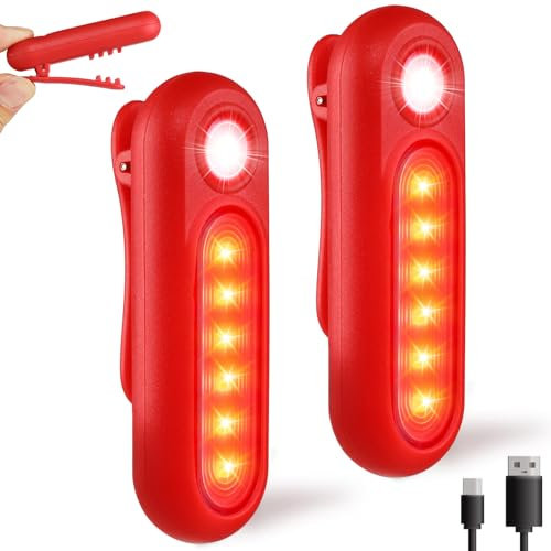 ZLCBBD LED Clip Lampe Stirnlampe Blinklicht Schulranzen Reflektor Kinder Wiederaufladbar Ultra-Lange Batterielebensdauer Nacht Clip Lauflicht für Laufen Joggen Haustier Rucksack Kleidung 2er