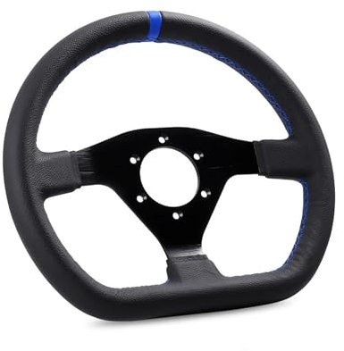 Auto Lenkrad 12 Zoll 300 Mm Flaches Lenkrad Universal Drift Spiel Sportlenkrad(Nähte blau)
