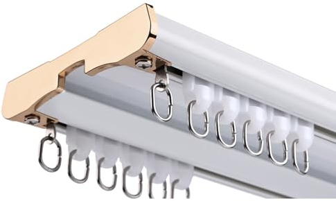 Rieles de Cortina Doble for Techo Riel de Cortina 2m,3.0m Pista de Cortina de Aluminio Silencio 3.5m,4.40m,6m Dormitorio, Doble Riel de Cortina Lujoso Divisor Pesado(Blanco,1.5m)