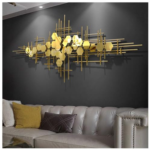Vnook Metall Gold Groß Wanddeko Wandbilder for Wohnzimmer, Wandschmuck Ornamente,Handgemachte Wandskulpturen for Wohnzimmer Und Schlafzimmer Wand Deko