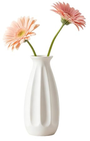Vaso da fiori in ceramica bianca, opaco, decorativo, per matrimoni, cene, tavoli, ufficio, camera da letto