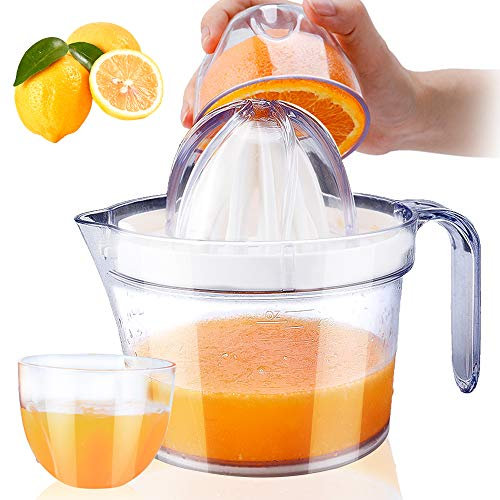 Werwing Presse-agrumes manuel de 500 ml – Presse-agrumes manuel avec double alésoir et couvercle antidérapant – Presse-agrumes orange et citron pour cocktails, sans BPA (transparent)