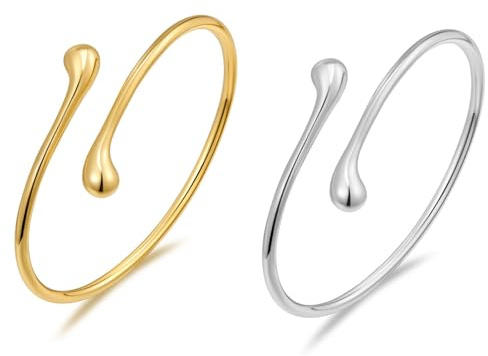 MUNSKT Upper Arm Bracelet,Silver and Gold Arm Cuff Bracelets Vintage Elegance,Summer Open Coil Metal Bracelet for Women, Good Friend Gifts.