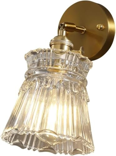 HTERWQEA Embedded Wall Lamp Nordic Brass Wall Light Creative Glass Lampshade E26/E27 Base Light Source Wall Sconce Bedroom Bedside Porch Aisle Wall Lamp Lighting Fixture
