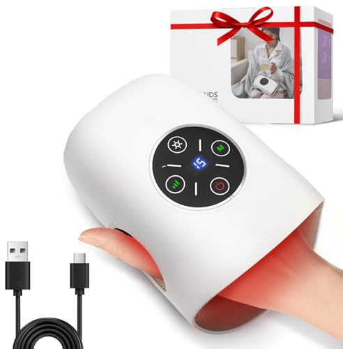 Strixorn Appareil de massage manuel électrique avec 3 modes et fonction de chaleur à 2 niveaux, massage à air comprimé à 5 niveaux, écran tactile, portable pour les mains