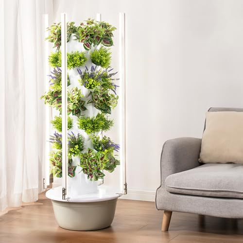 Sistema idroponico da giardino a torre con luce a LED, fioriera verticale a 9 strati per la coltivazione domestica, sistema idroponico ideale per erbe e verdure, soluzione da giardino interno
