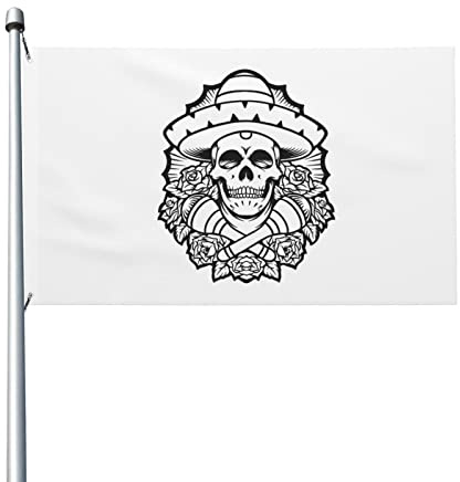 Willkommensflagge Skelett Mit Strohhut Outdoor-Flaggen Premium Willkommensflagge Lichtbeständig Garten Flagge Für Konzerte Clubs Bauernhaus 90X150 CM