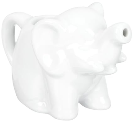 Garneck Ceramic Elephant Milk Jug Animal Creamer Pitcher with Handle Small Porcelain Sauce Holder Multipurpose Milk Coffee Cup and Decorative