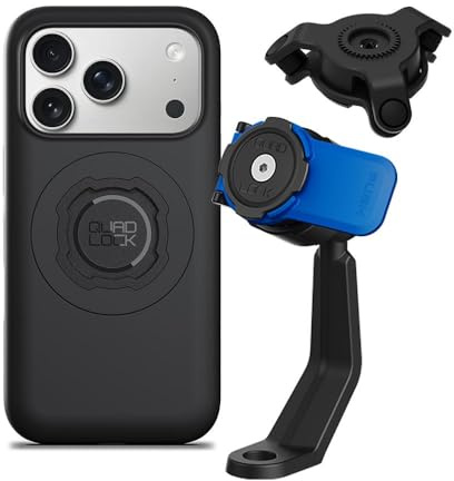 QUAD LOCK Spiegelarm Handyhalterung für Motorrad mit Vibrationsdämpfer und MAG Hülle für iPhone 17 Pro