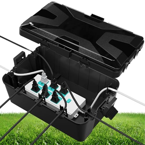 Kabelbox Wasserdicht, 26.1*15*9.4cm Außenbereich Elektrobox, Aussensteckdose Wasserdicht, Steckdosenbox Steckerbox zum Schutz von Verlängerungskabel Timer Steckdosenleisten Plug Steckdose beleuchtung
