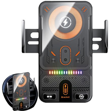 Cargador Inalámbrico para Móvil De Coche - 15W Carga Rápida Soporte De Navegación | Soporte de Teléfono para Coche Autoajustable,para Control De Música Automóvil Viajes Largos Negocios Y Vacaciones