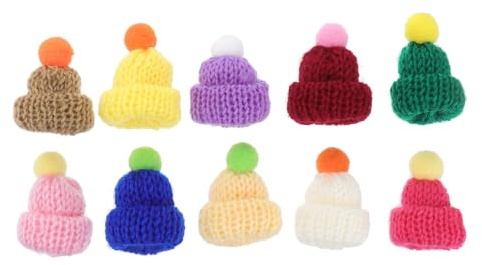 Toyvian Mini Strickmütze Bastelzubehör 10 Stück Bunte Mini Mützen Zum Basteln Für Diy Deko Zubehör Wichtel- Und Weihnachtsdeko Für Handarbeiten Puppendekoration 1.77 X 1.38 X 1.38 in