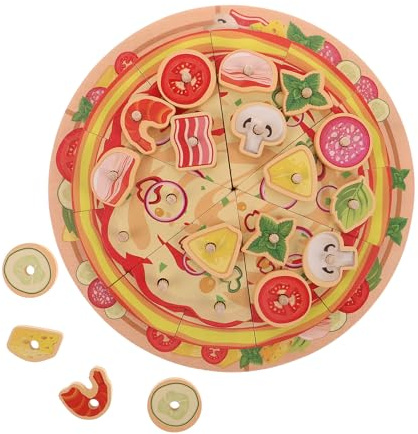 Toddmomy Wooden Pizza Toy for Boys and Girls Pretend Play Restaurant Realistic Food Toy Accessories for Boy Girl Play Kitchen and Pizza Party