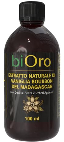 Estratto Puro di Vaniglia Bourbon del Madagascar – 100 ml – Da Baccelli di Vaniglia Selezionati – Senza Zuccheri Aggiunti