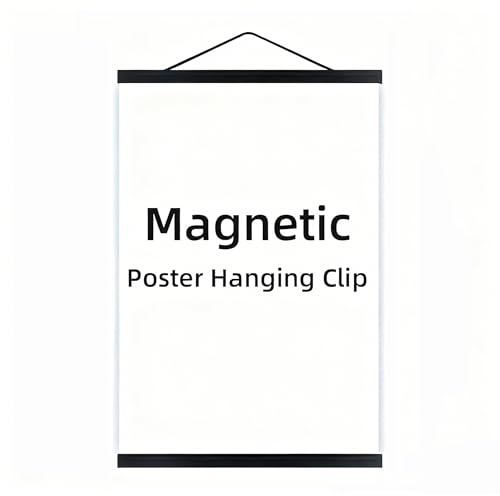 GrittyGrace Magnetic Poster Hanger Frame for 24x36 24x32 24x18 Movie Music Posters Wall Art,Teak Wood Picture Frames for Large Canvas Diamond Map Decor, Living Room Calendar Banner Tapestry Photo Hanging Stand (Black, 24in/60cm)