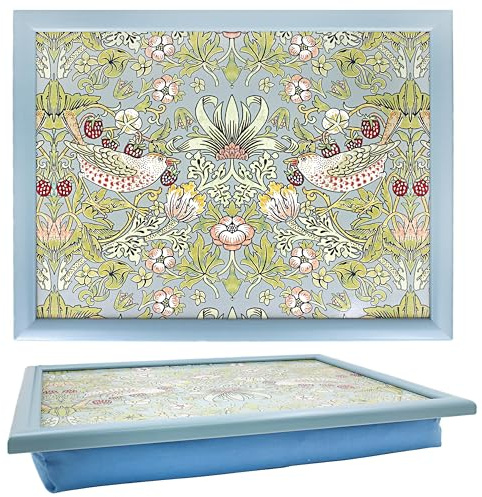 The Leonardo Collection William Morris - Vassoio con motivo ladro di fragole per servire cibo e colazione, comodi vassoi con cuscino a sacco | vassoi resistenti per mangiare sul grembo per adulti