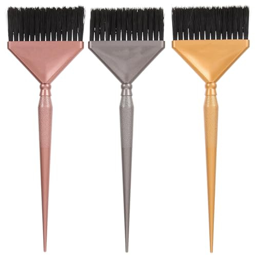 Cepillo para Teñir el Cabello Negro, 3 Piezas, Plástico y Nylon | Herramienta de Aplicación para Coloración, Uso Profesional y Doméstico, Brocha de Tinte Pelo
