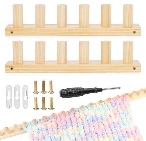 MXGHIR Chunky Blanket Knitting Loom Kit, 2 PCS Wooden Crochet Looms Set | DIY Crochet Blanket Kit with Screwdriver & Assembly Weaving Tools, for Beginners Craft Enthusiasts (66cm/25.98in)