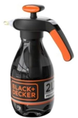 Black+Decker Pulverizador 2L - Pulverizador con Spray de Agua Ajustable - Pulverizador de Agua para Plantas y Limpieza - Pulverizador de Plantas con presión de Bombeo - Negro Naranja