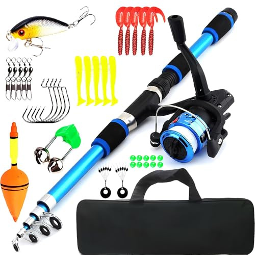 Mineup Set Da Pesca Per Bambini, Set Combinato Canna Da Pesca Telescopica E Mulinello, Canna Da Pesca Telescopica in Fibra Di Carbonio, Canne Da Pesca Per Bambini