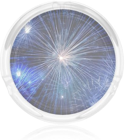 Cenicero redondo de cristal con estampado pirotécnico de Año Nuevo para el hogar, oficina, patio, mesita de noche, decorativo, uso interior y exterior