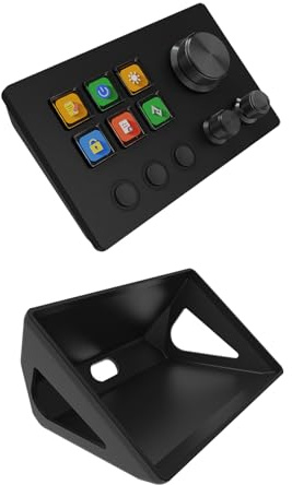 LICAEVEY Programmable Macro Keyboard, 6 Customizable LCD Keys with 3 Metal Knobs, Studio Controller for Streaming, Gaming, Works with Mac and PC (Black)