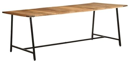 toolkix matbord 200 x 100 x 75 cm av massivt mangoträ med robust metallram, robust träbord för matsal, kök, vardagsrum, modern industriell stil, lätt att rengöra och hållbart