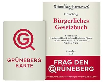 Grüneberg-Karte 2026: Karte zur Nutzung der KI-Anwendung FRAG DEN GRÜNEBERG bis 31.1.2027 (nutzbar nur in Verbindung mit dem unbeschädigten Code eines bereits erworbenen Buches Grüneberg, BGB 2026)