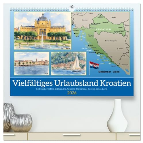 Vielfältiges Urlaubsland Kroatien (hochwertiger Premium Wandkalender 2026 DIN A2 quer), Kunstdruck in Hochglanz