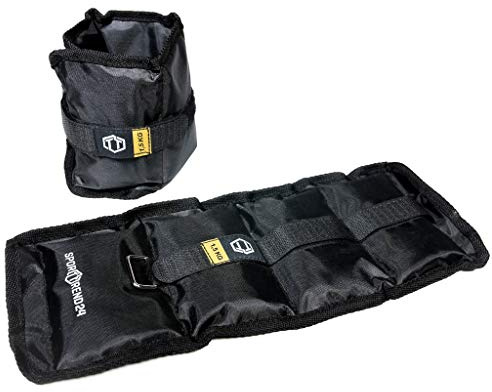 Sporttrend 24® Gewichtsmanschetten 0,5kg, 0,75kg, 1kg, 1,5kg, 2kg, 2,5kg, 3kg, 3,5kg, 4kg, 4,5kg, 5kg im 2er Set - maximaler Halt durch starken Klettverschluss, Fußgewichte, (Schwarz, 2 x 1,5kg)