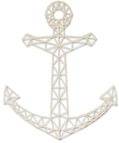 GRAVURZEILE Ancla de origami de madera, en diferentes colores y tamaños, moderna decoración de pared y llamativa, color neutro, tamaño: M (22,0 x 18,8 cm)