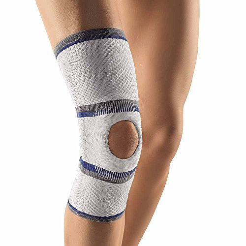 Bort Kniebandage Patella-Aussparung Knie Gelenk Bandage Stabiliserung Entlastung, silber, L