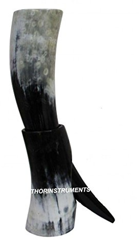 Antique Medieval Viking Norwegian Drinking Beer Horn Tankard Wine Mead Mug With Stand Rustic Vintage Home Decor Gifts