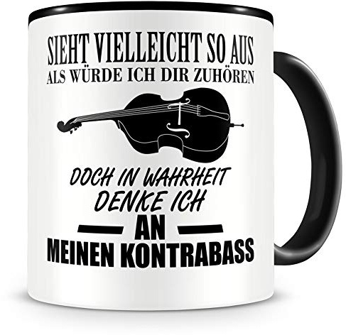 Samunshi® Kontrabass Tasse mit Spruch Geschenk für Musiker Tasse Kontrabass Becher Kaffeebecher Lustige Tassen zum Geburtstag Teetasse schwarz 300ml