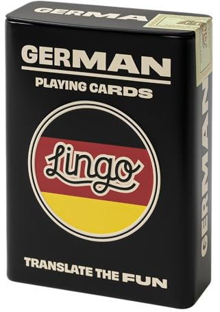 LINGO Spielkarten in Blechbox | Stabiles Reiseetui | Sprachlernspiel Set mit nützlichen Sätzen | Lustiges visuelles Lernkartendeck zur Steigerung von Wortschatz und Aussprachefähigkeiten (deutsch)