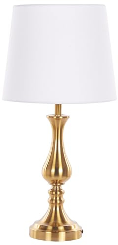 Tischlampe im antiken Stil Metall/Stoff gold/cremeweiß Hodmo