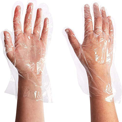 Guantes de plástico sinoratorio para jardinería, coloración del cabello, alimentos para manipulación, talla única, transparente (100 unidades)