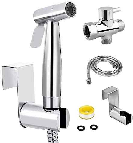 SOMDARHK Kit de pulverizador de bidé de mano, pulverizador de inodoro ajustable de alta presión de acero inoxidable con manguera para higiene femenina, pañales, limpieza de pañales, baño de mascotas
