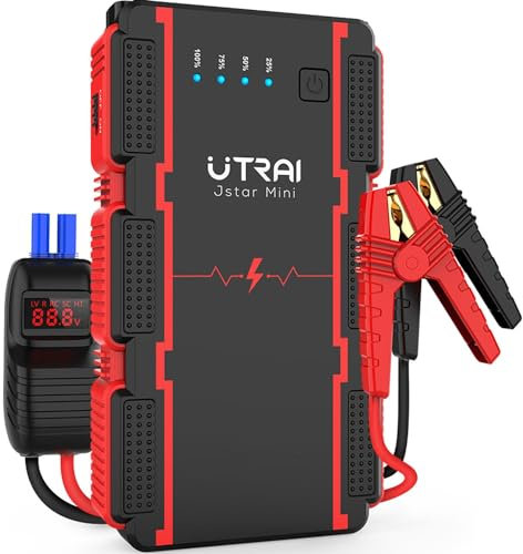 UTRAI Booster Avviamento Moto 3000A 13800mAh (Motori Fino a 7.5L Benzina/ 6.5L Diesel) 12V Avviatore Emergenza per Auto con Cavi, Luce LED Avviatore Batteria Auto Portatile Starter Batteria