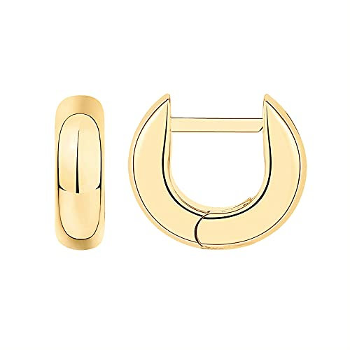 PAVOI Thick Huggie Earrings, 925 Silver, Yellow Gold, Size 13 Millimeters