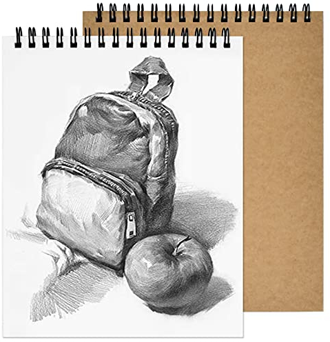 2 STK A4 Skizzenbuch, 160GSM / 60 Seiten Skizzen Buch Notizbuch, Spiralge Bundenes Skizzenblock, Kraft Cover Notizblock Zeichnen, Leeres Zeichenheft für die Landschaft, Künstlermalerei, Aquarell