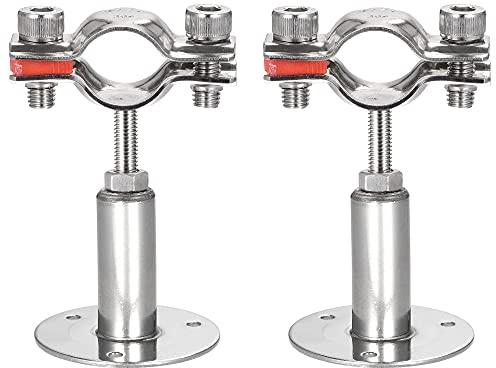 sourcing map Wandhalterung Deckenhalterung Rohrstütze, 304 Edelstahl, verstellbare Rohrschelle für 19–22 mm Rohre, 2 Stück