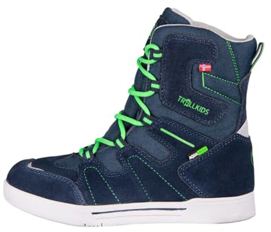 Trollkids Botas de esquí para niños., Azul marino y verde claro., 31 EU