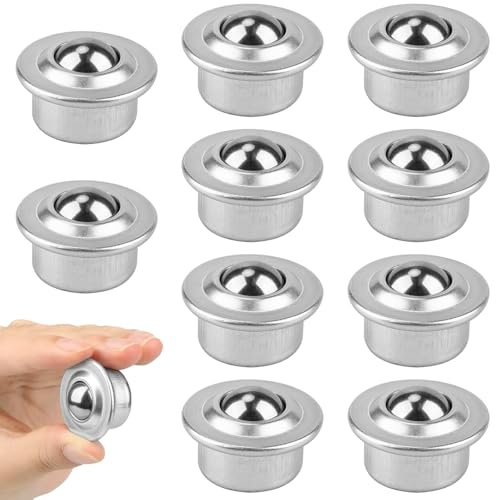 10 Stück Kugelrollen Schwerlast Möbelrollen Flach Set, 15.9 mm Kohlenstoffstahl Kugelrollen Universal, Transfer Kugellager Universal Moving Wheels, für Fördersystem,Zuführsystem,Verarbeitungssystem