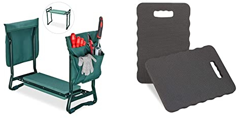 Relaxdays, grün Kniebank, weiches Kniekissen, 2 Taschen, klappbar, Kniehilfe Gartenarbeit, bis 150 kg, HBT 50x60x27,5cm, Eva & Kniekissen Kniehilfe, 40x26 cm, schwarz 10025510 46 2 Stück (1er Pack)