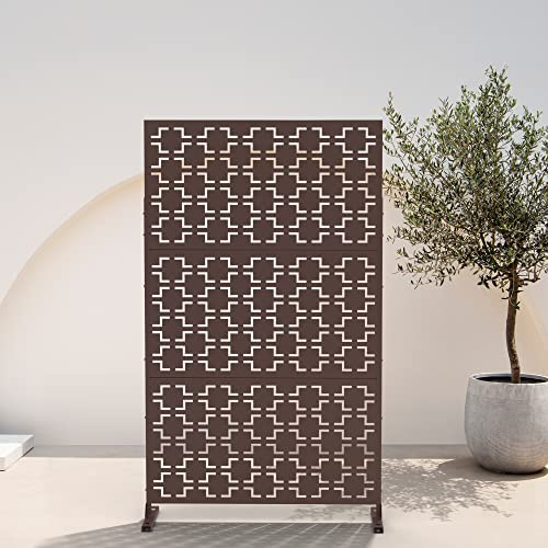 NeuType Metal Privacy Screen Outdoor Decorative Privacy Screen with Stand Freestanding Privacy Screen for Patio, Garden, Balcony, Porch Featuring Precise Laser Cut
