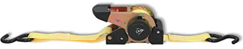 Dunlop Spanngurt mit Ratsche - Zurrgurt 4 Meter - Max. 500KG - Automatisches Aufrollsystem - Nylon - Gelb/Schwarz