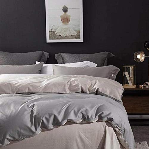 VIROYA Set completo di biancheria da letto, copripiumino reversibile dorato con bottoni in morbido cotone egiziano setoso e lenzuolo con angoli, colore 6-king size, 4 pezzi